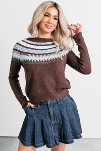 Holding Onto You Fair Isle Pattern Sweater (Dark Brown) - NanaMacs