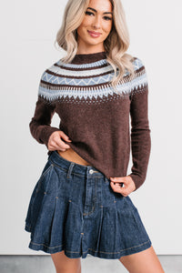 Holding Onto You Fair Isle Pattern Sweater (Dark Brown) - NanaMacs