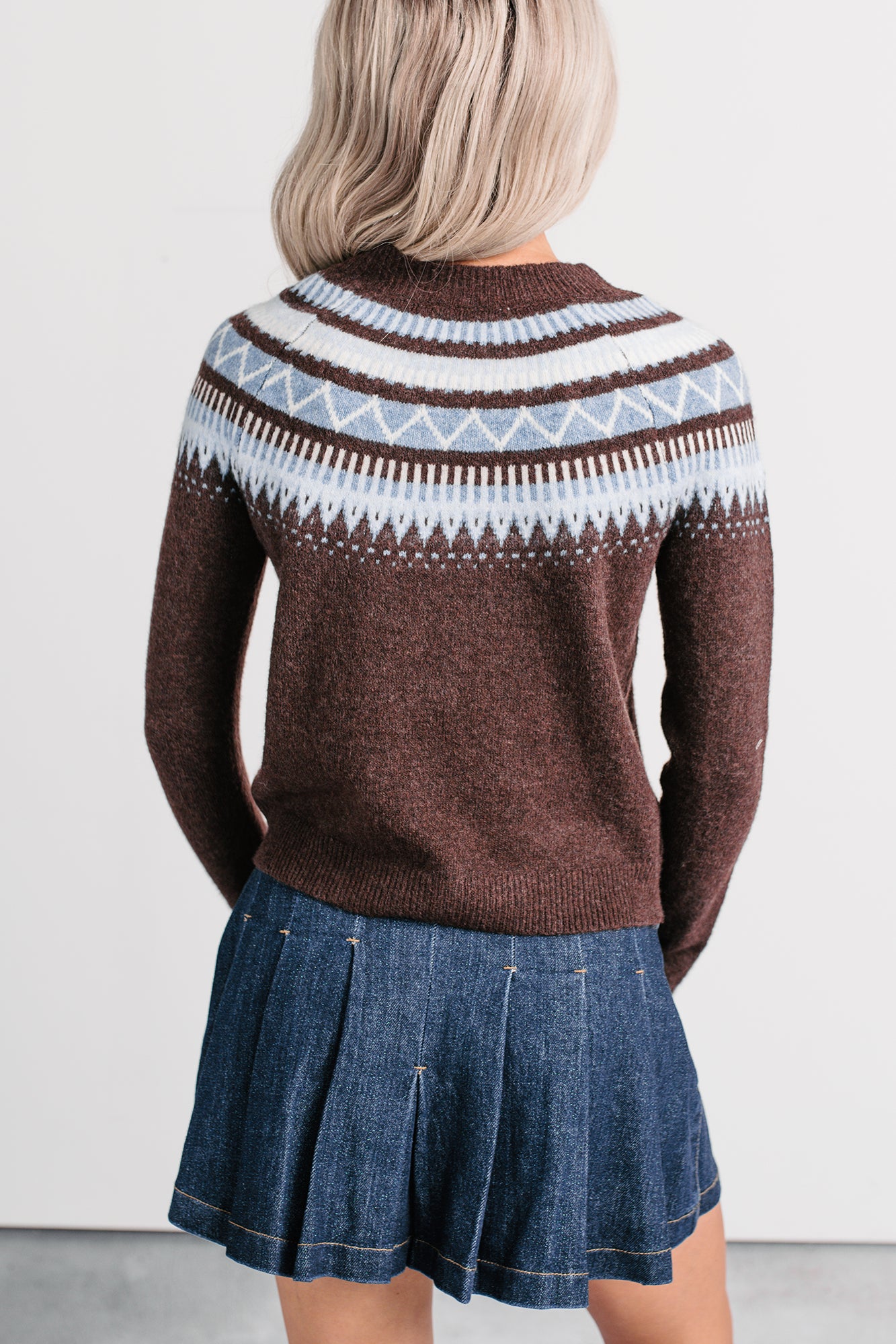 Holding Onto You Fair Isle Pattern Sweater (Dark Brown) - NanaMacs