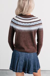Holding Onto You Fair Isle Pattern Sweater (Dark Brown) - NanaMacs