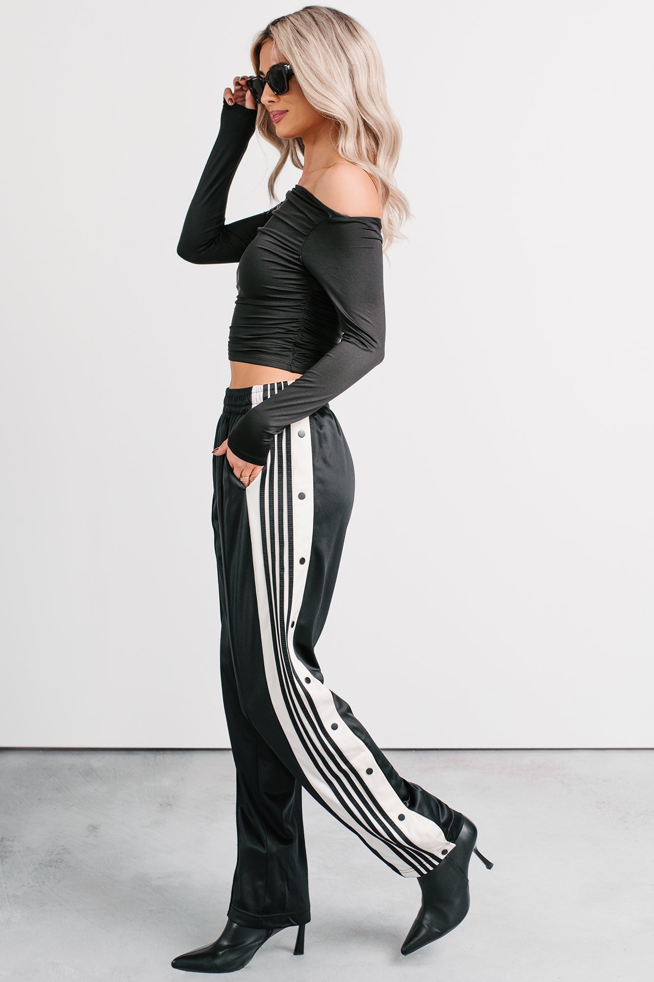 Athletic Ambition Side Snap Track Pants (Black) - NanaMacs