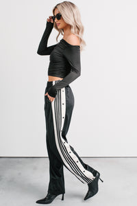 Athletic Ambition Side Snap Track Pants (Black) - NanaMacs