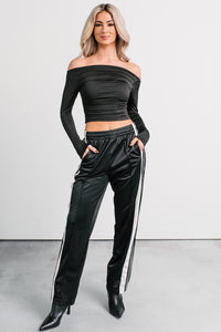 Athletic Ambition Side Snap Track Pants (Black) - NanaMacs