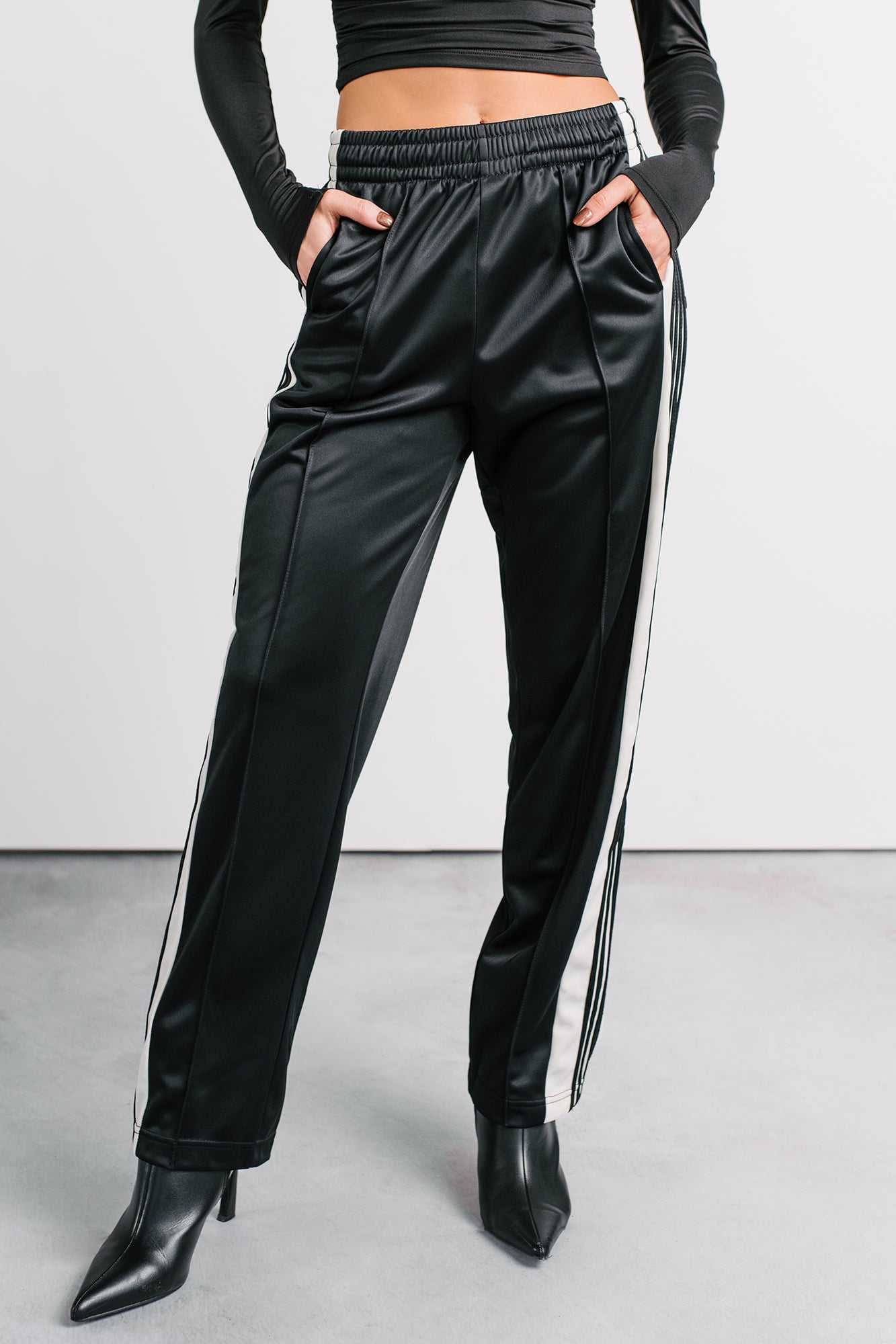 Athletic Ambition Side Snap Track Pants (Black) - NanaMacs