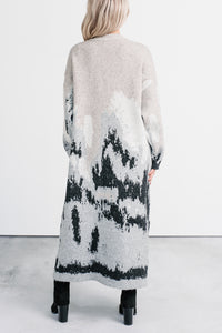 Alpine Trail Abstract Mountain Duster Cardigan (Oatmeal) - NanaMacs