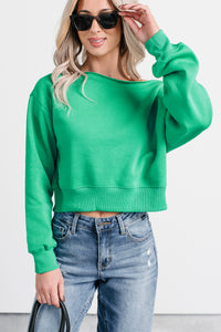 Hearts Full Long Sleeve Boat-Neck Sweater (Green) - NanaMacs
