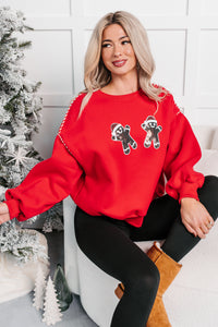 Hearth & Holly Gingerbread Men Sequin Sweater (Red) - NanaMacs