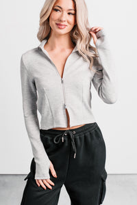 Athletic Drive Double Zipper Active Jacket (Heather Grey) - NanaMacs