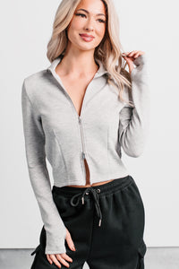 Athletic Drive Double Zipper Active Jacket (Heather Grey) - NanaMacs