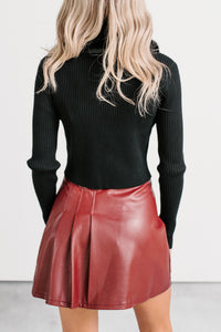 Say It Back Faux Fur Collar Knit Sweater Cardigan (Black) - NanaMacs