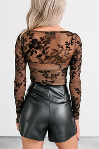 Be Right Here Floral Mesh Bodysuit (Mocha/Black) - NanaMacs