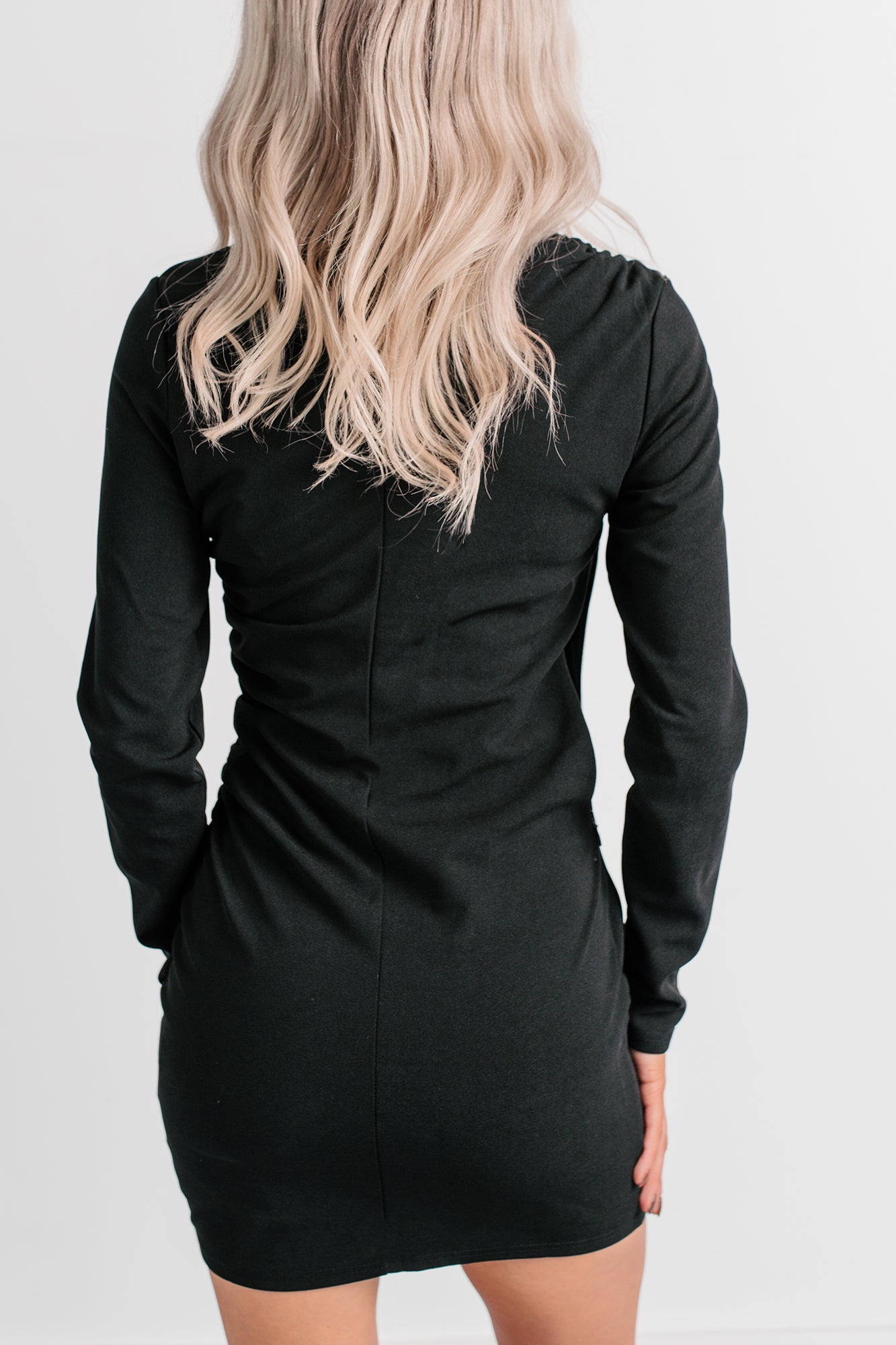 Backyard Days Long Sleeve Mini Dress (Black) - NanaMacs