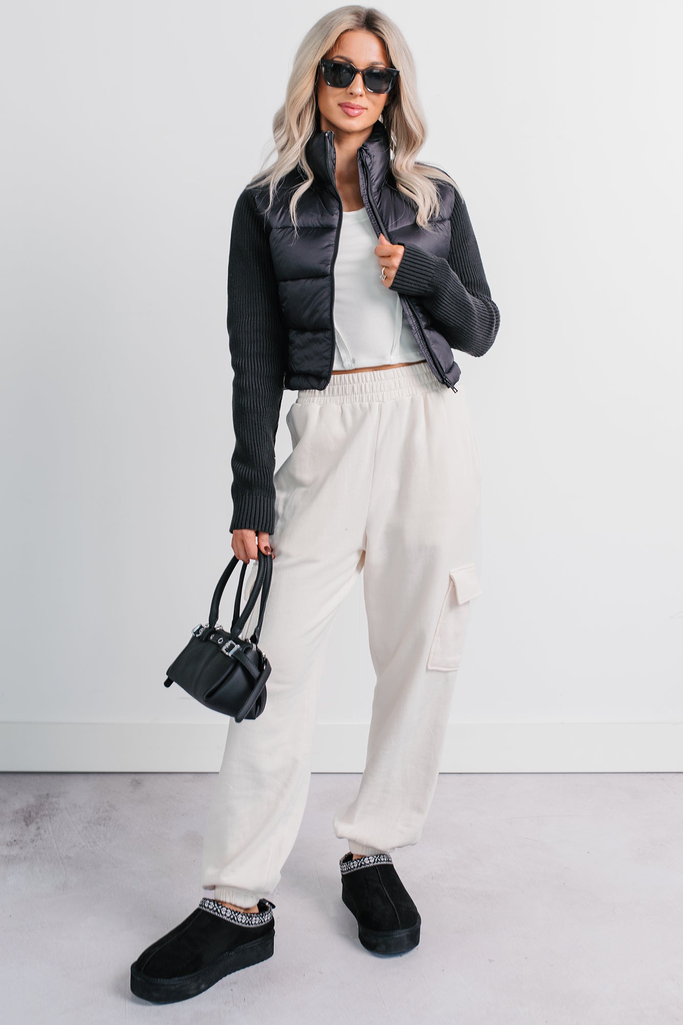 Urban Moments Cropped Puffer Jacket (Black) - NanaMacs