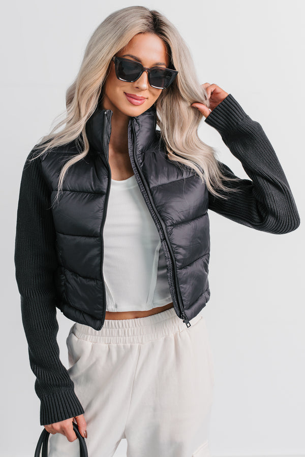 Urban Moments Cropped Puffer Jacket (Black)