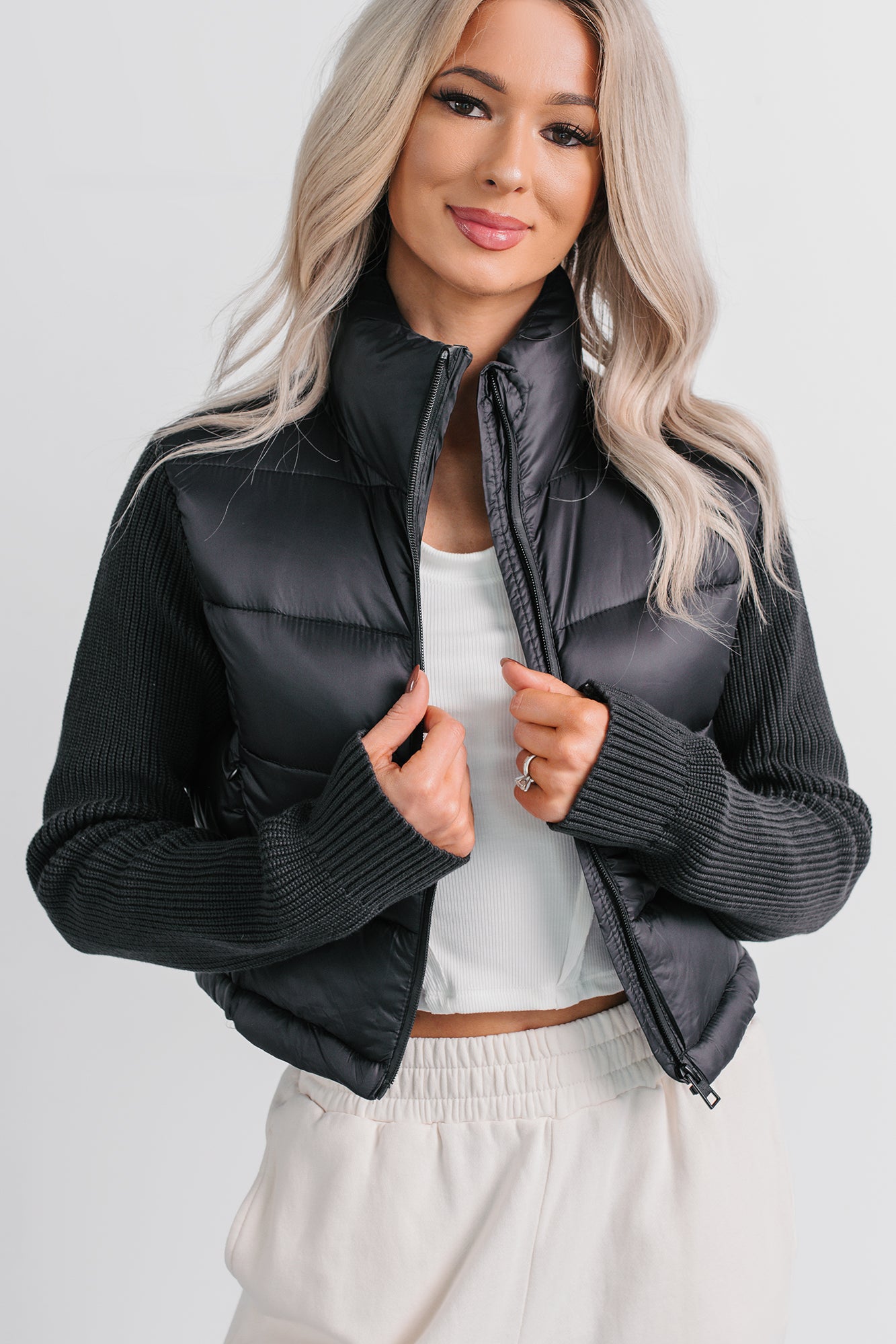 Urban Moments Cropped Puffer Jacket (Black) - NanaMacs