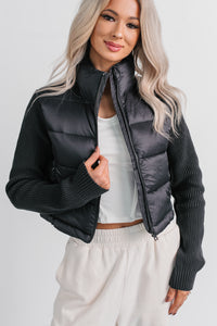 Urban Moments Cropped Puffer Jacket (Black) - NanaMacs