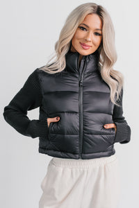 Urban Moments Cropped Puffer Jacket (Black) - NanaMacs