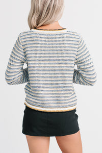 Evening In Striped Knit Cardigan (Navy/White Stripe) - NanaMacs