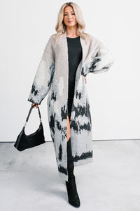 Alpine Trail Abstract Mountain Duster Cardigan (Oatmeal) - NanaMacs