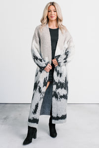 Alpine Trail Abstract Mountain Duster Cardigan (Oatmeal) - NanaMacs