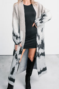 Alpine Trail Abstract Mountain Duster Cardigan (Oatmeal) - NanaMacs