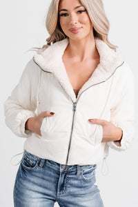 Iced White Chocolate Latte Sherpa Reversible Coat (Ivory) - NanaMacs