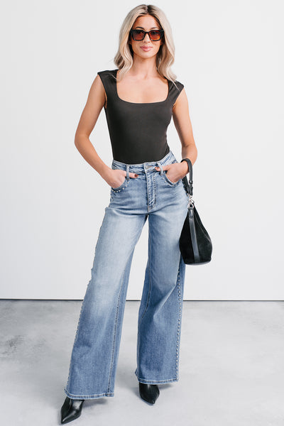 Kaylee High Rise Stud Detailed Cello Jeans (Medium)