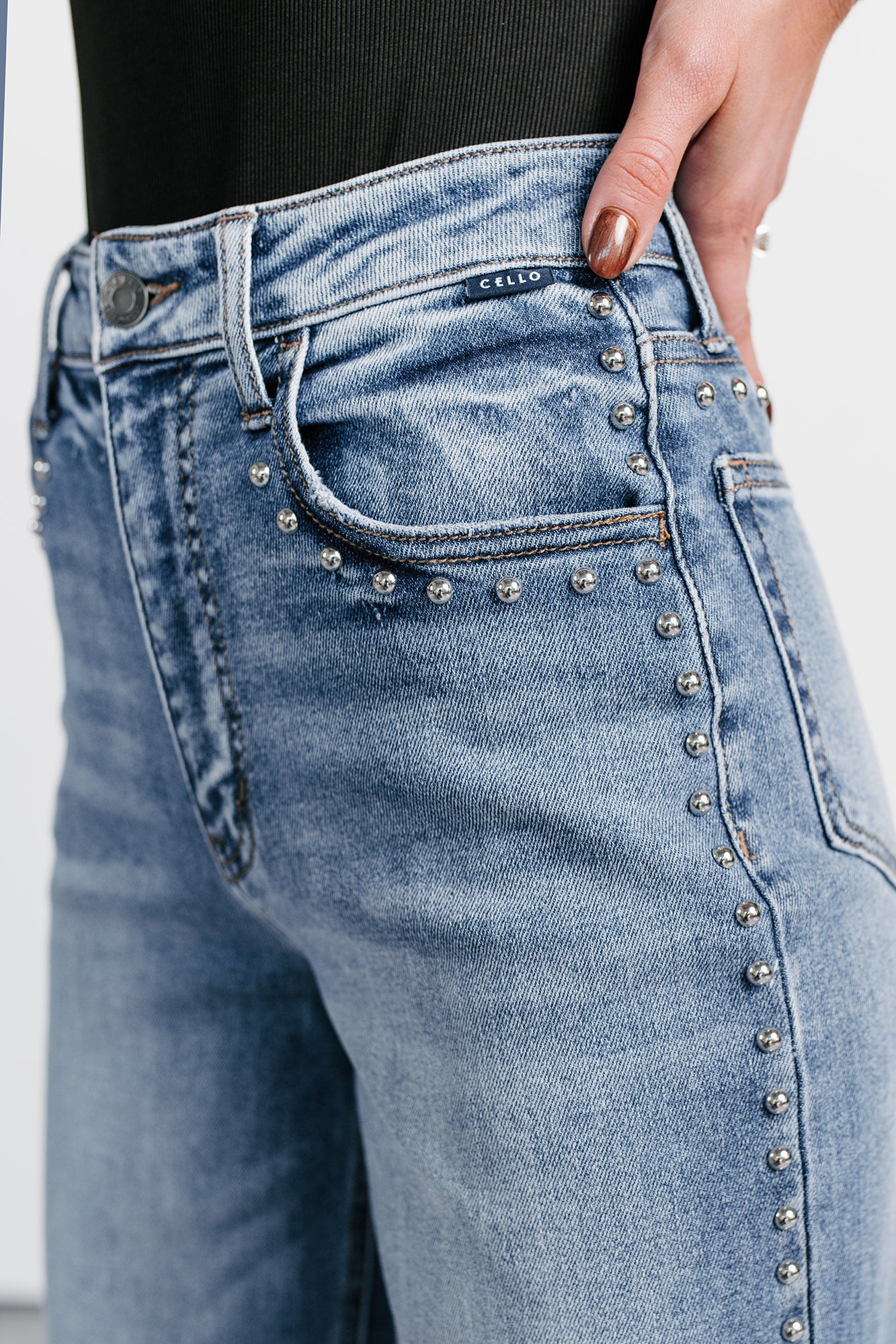 Kaylee High Rise Stud Detailed Cello Jeans (Medium) - NanaMacs