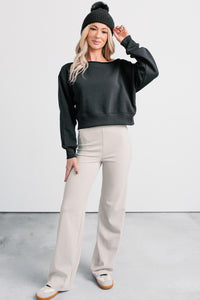 Hearts Full Long Sleeve Boat-Neck Sweater (Black) - NanaMacs