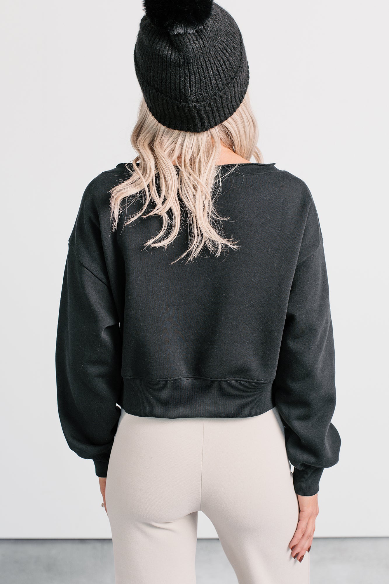 Hearts Full Long Sleeve Boat-Neck Sweater (Black) - NanaMacs