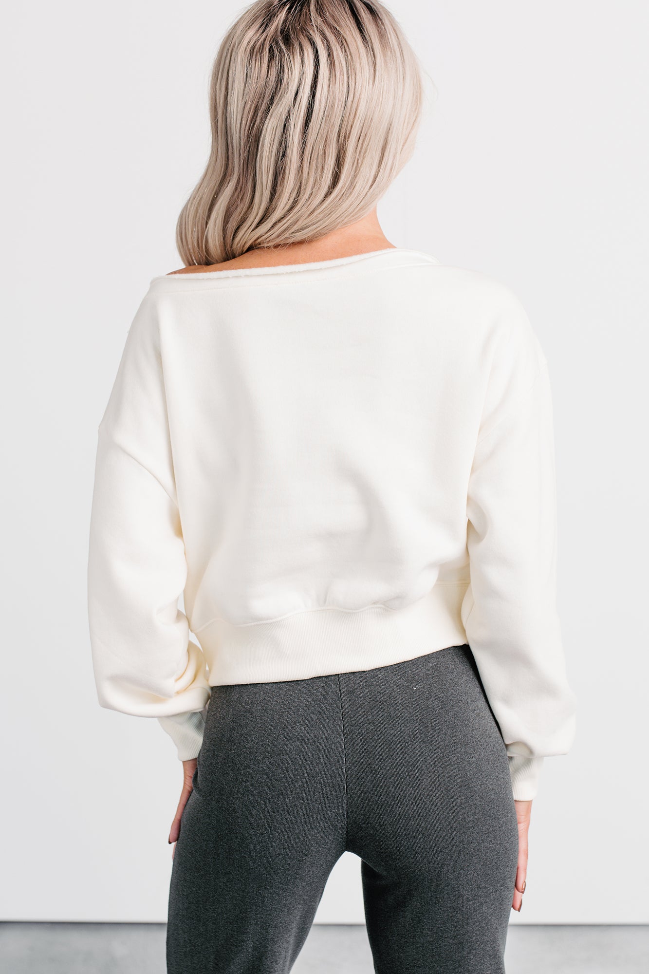 Hearts Full Long Sleeve Boat-Neck Sweater (Cream) - Ships by 12/12