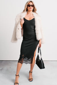 Fell For You Sleeveless Lace Hem Midi Dress (Black) - NanaMacs