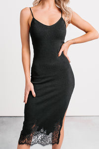 Fell For You Sleeveless Lace Hem Midi Dress (Black) - NanaMacs