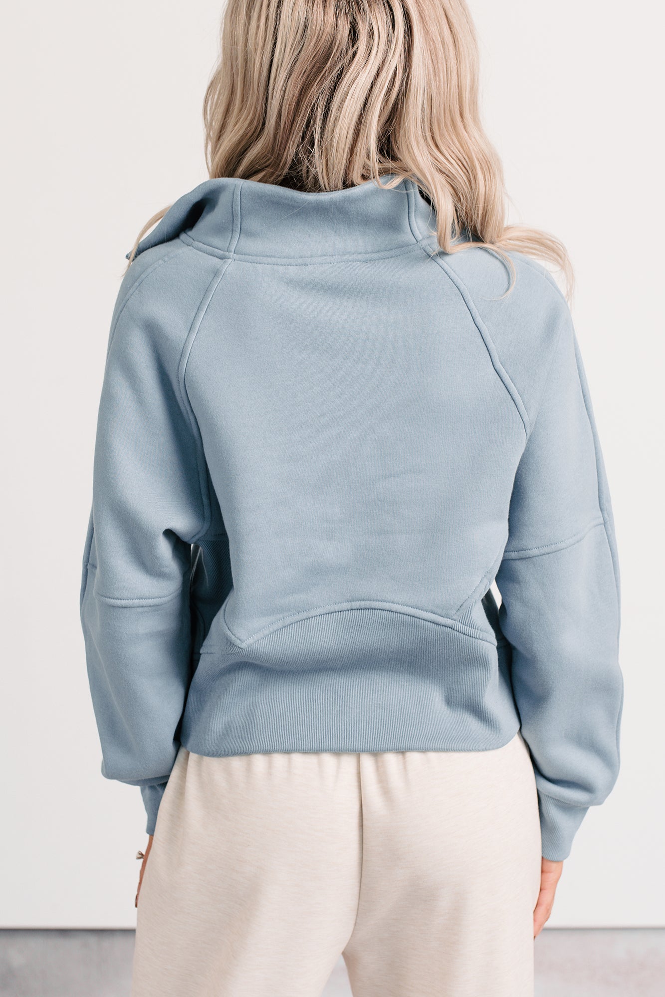 Quiet As Clouds Half-Zip Sweatshirt (Blue Grey) - NanaMacs