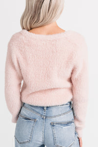 Brianne Fuzzy Cardigan Sweater (Pink) - NanaMacs