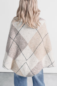 Quiet Day In Argyle Knit Shrug Cardigan (Oatmeal) - NanaMacs