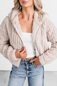 Big Softie Hooded Sherpa Jacket (Milk Tea) - NanaMacs