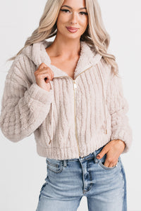 Big Softie Hooded Sherpa Jacket (Milk Tea) - NanaMacs