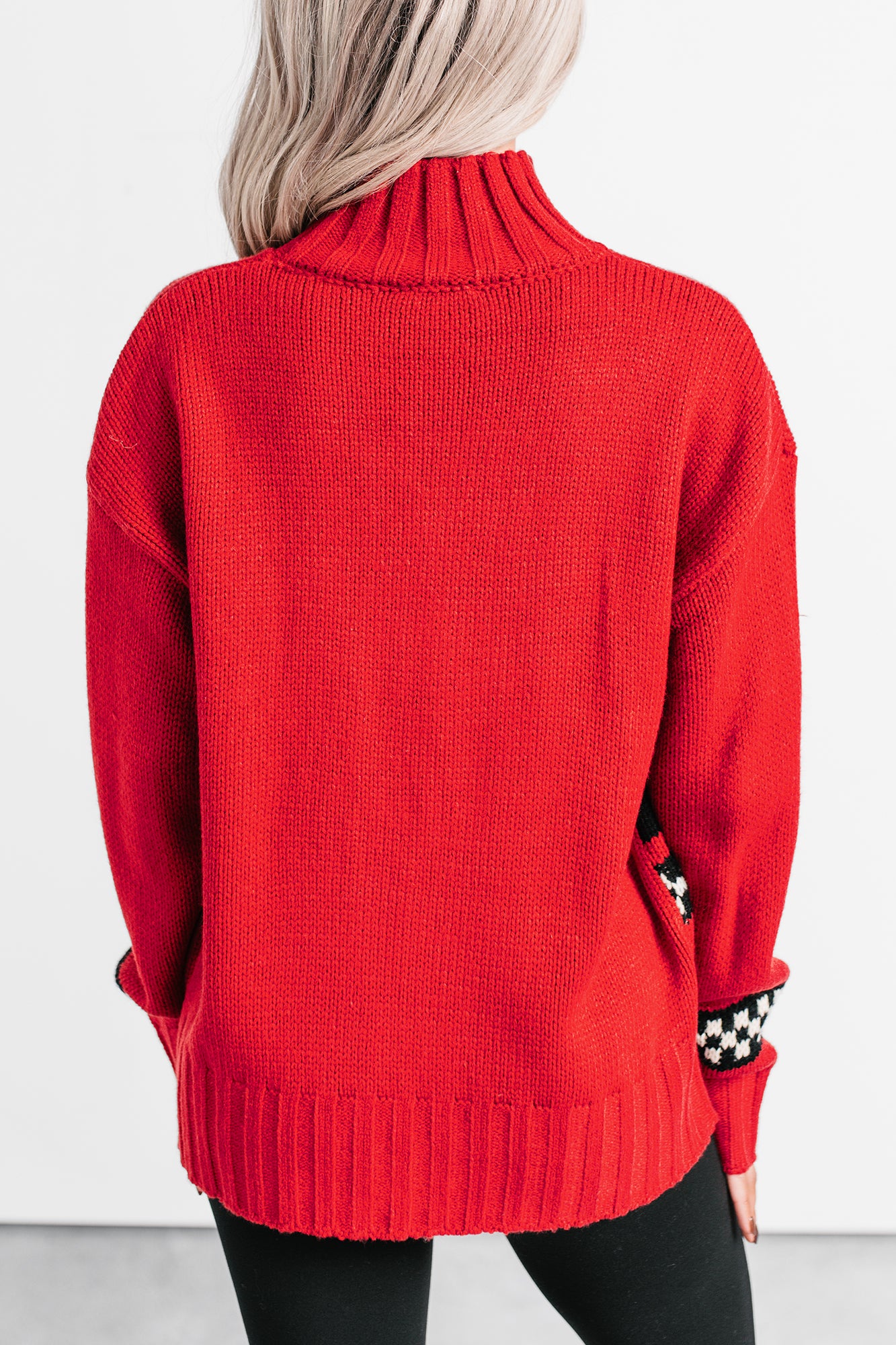 Ski You Later Graphic Mock Neck Sweater (Red) - NanaMacs