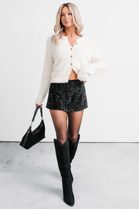 Brianne Fuzzy Cardigan Sweater (Off White) - NanaMacs