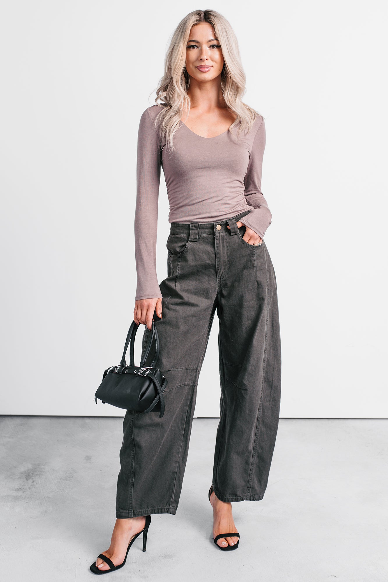 Fabian Wide Leg Denim Papermoon Jeans (Charcoal) - NanaMacs