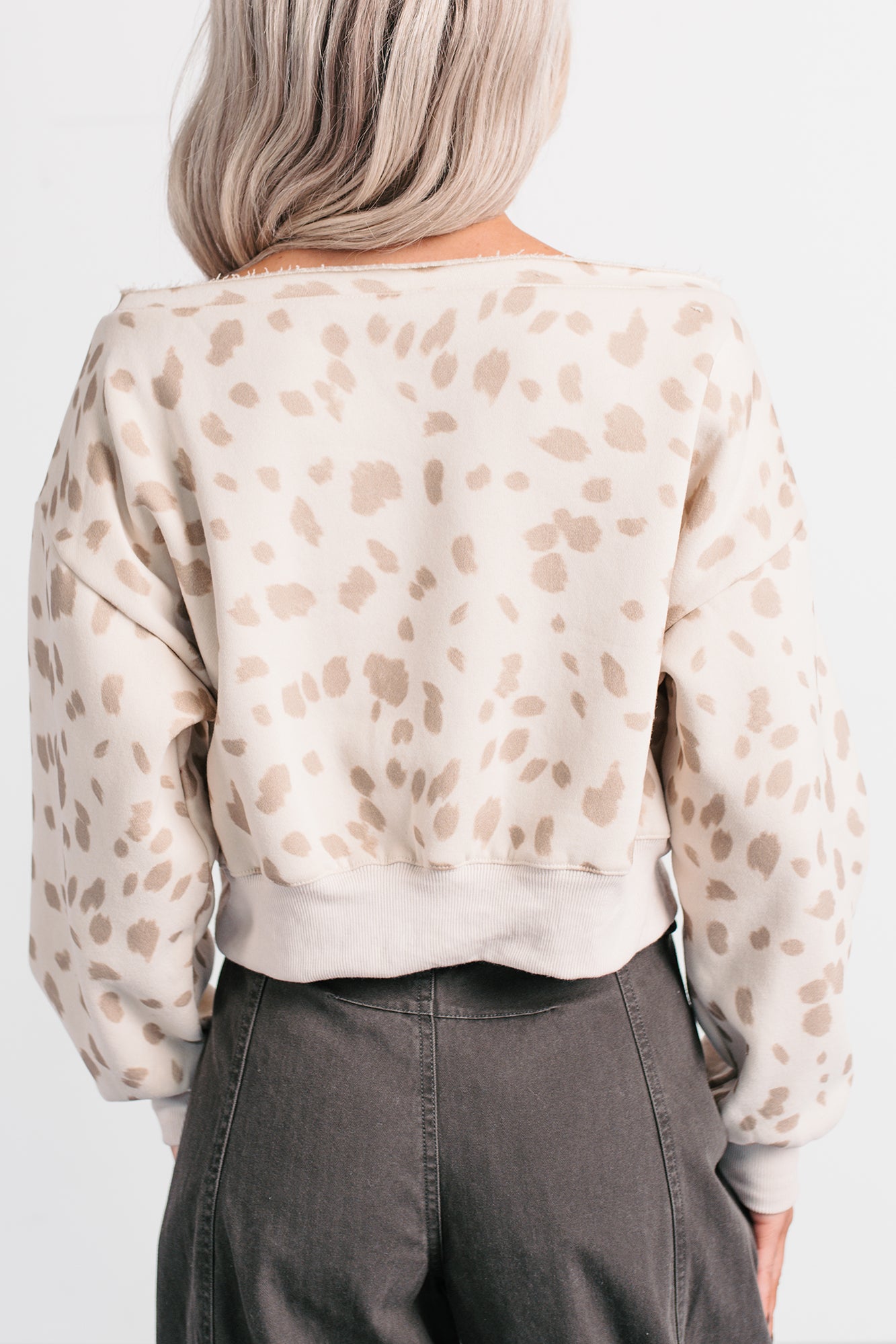 As You Are Cheetah Print Off The Shoulder Sweatshirt (Cream/Taupe) - NanaMacs