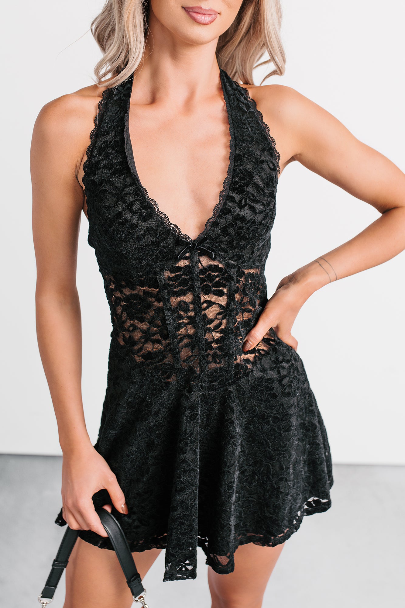 Midnight Bloom Floral Velvet Mini Dress (Black) - NanaMacs