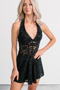 Midnight Bloom Floral Velvet Mini Dress (Black) - NanaMacs