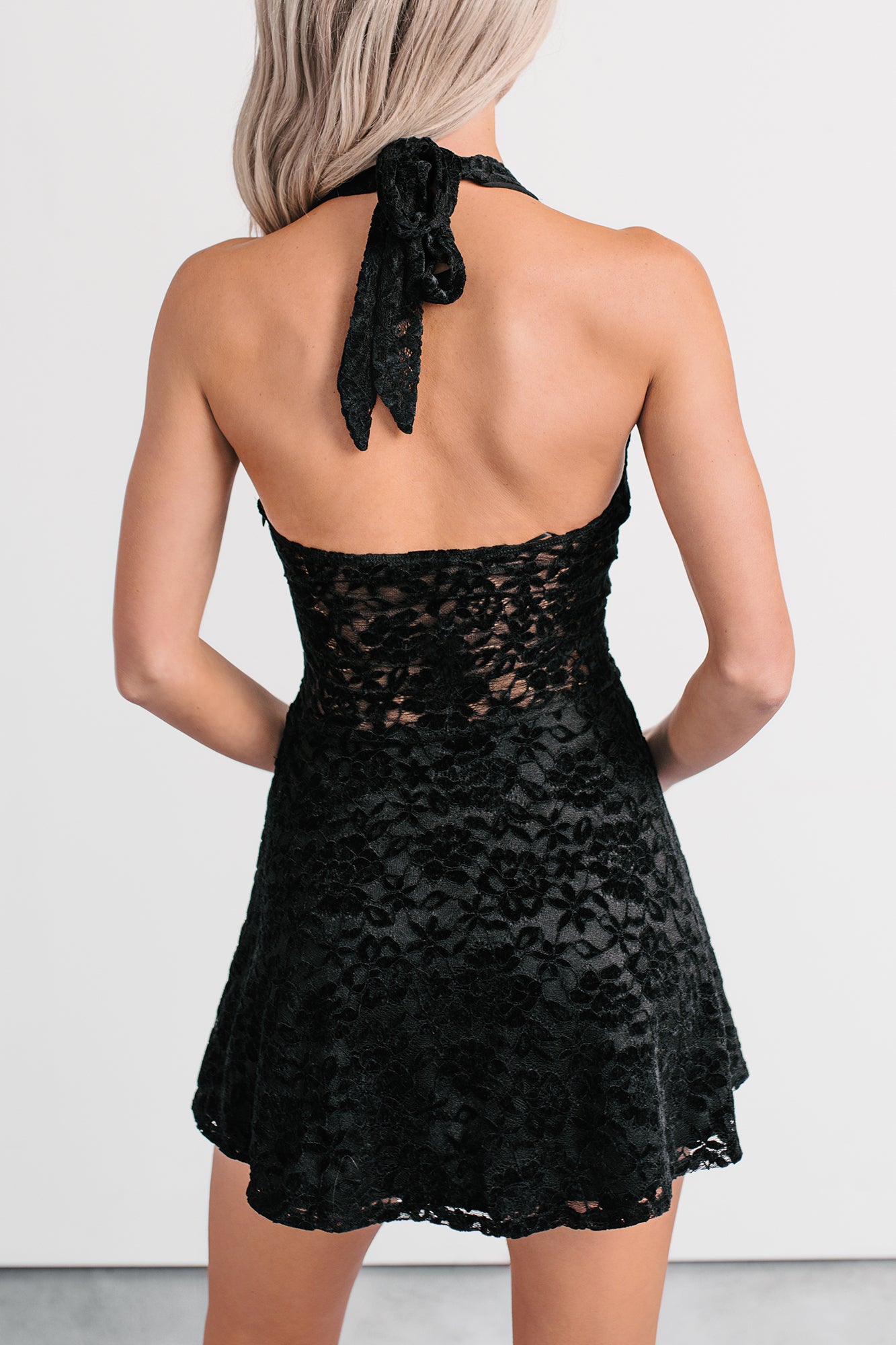 Midnight Bloom Floral Velvet Mini Dress (Black) - NanaMacs