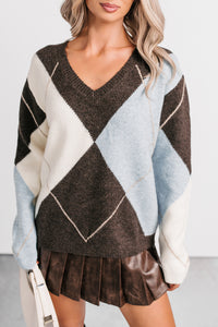 No Place Else Argyle Knit Sweater (Brown/Multi) - NanaMacs