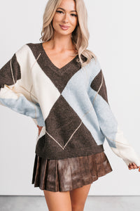 No Place Else Argyle Knit Sweater (Brown/Multi) - NanaMacs