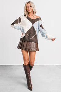 No Place Else Argyle Knit Sweater (Brown/Multi) - NanaMacs