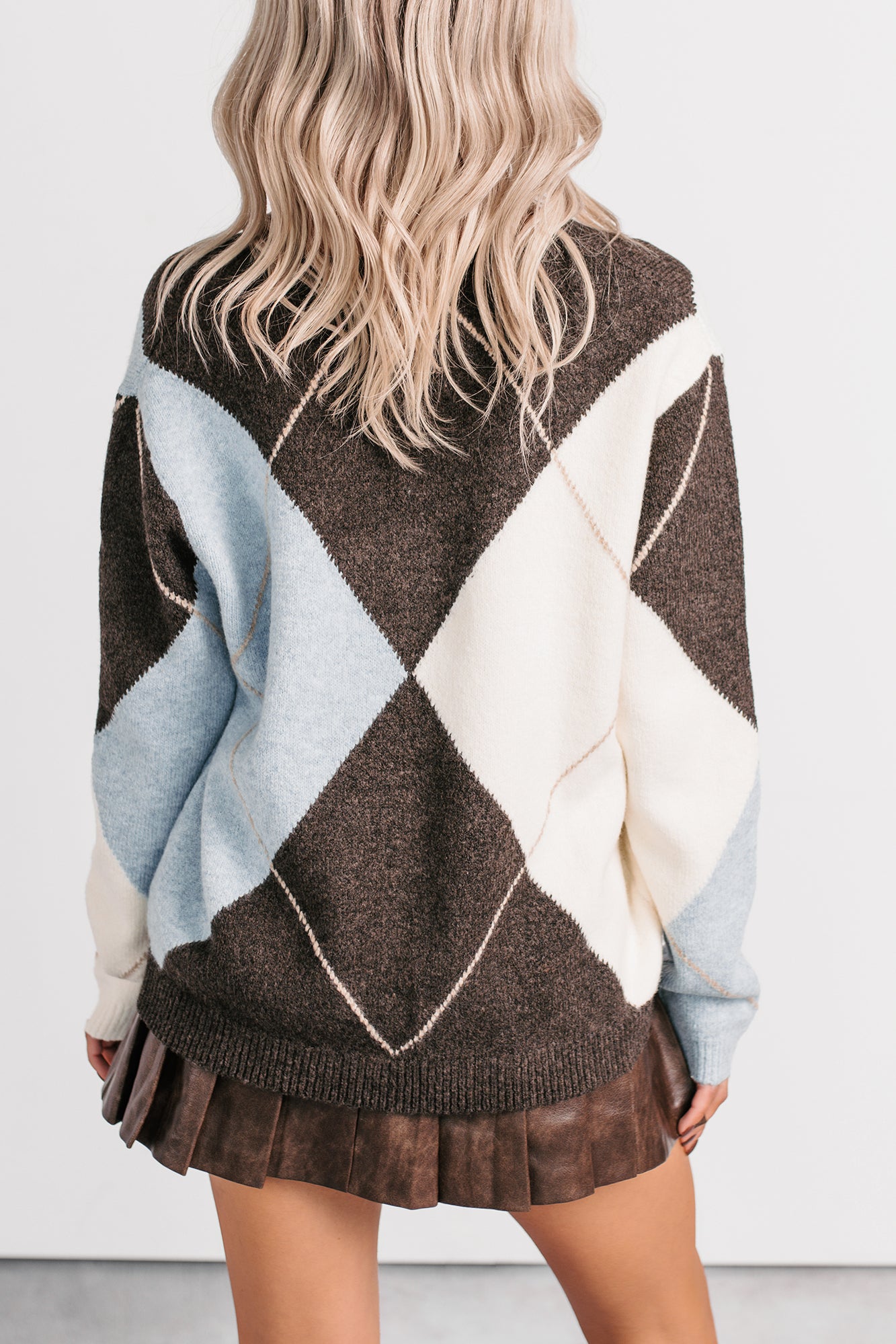 No Place Else Argyle Knit Sweater (Brown/Multi) - NanaMacs