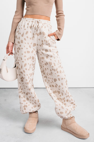 Do It Right Soft Cheetah Print Joggers (Cream/Mocha)